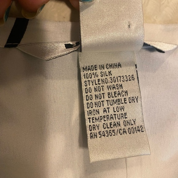 Peter Nygard 100% Silk White Lined Midi Skirt w/Black Damask Pattern Size 8 - Picture 7 of 7